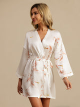 [أبيض] SilkSilky-SA 3/4 Sleeve رداء حمام نسائي 003
