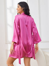 [وردة حمراء] SilkSilky-SA 3/4 Sleeve رداء حمام نسائي 002
