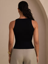 [أسود] SilkSilky-SA Sleeveless Deep V Neck كامي 002