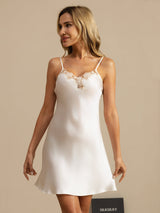 [أبيض] SilkSilky-SA Sleeveless V Neck باس النوم 003