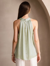 [اخضر فاتح] SilkSilky-SA Sleeveless Halter تي شيرت نسائية 002