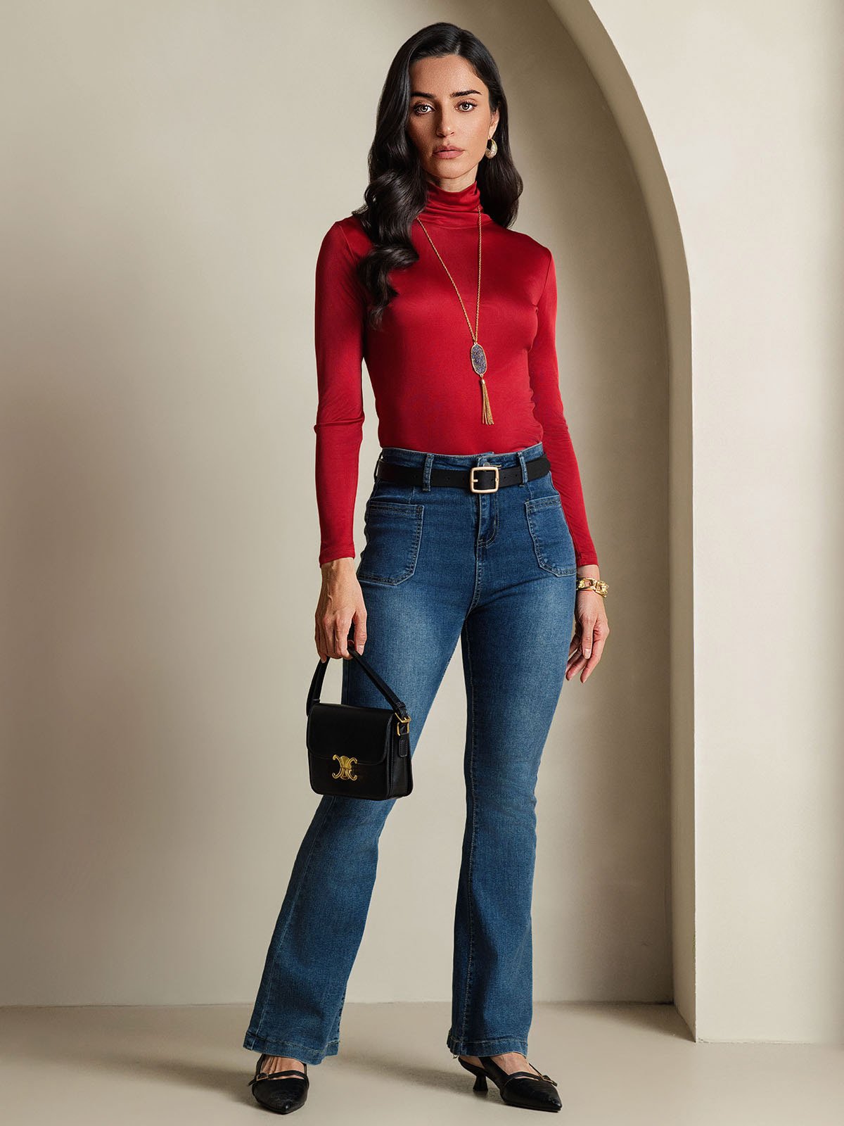 [خمر] SilkSilky-SA الأكمام الطويلة ياقة مدورة تي شيرت نسائية 007