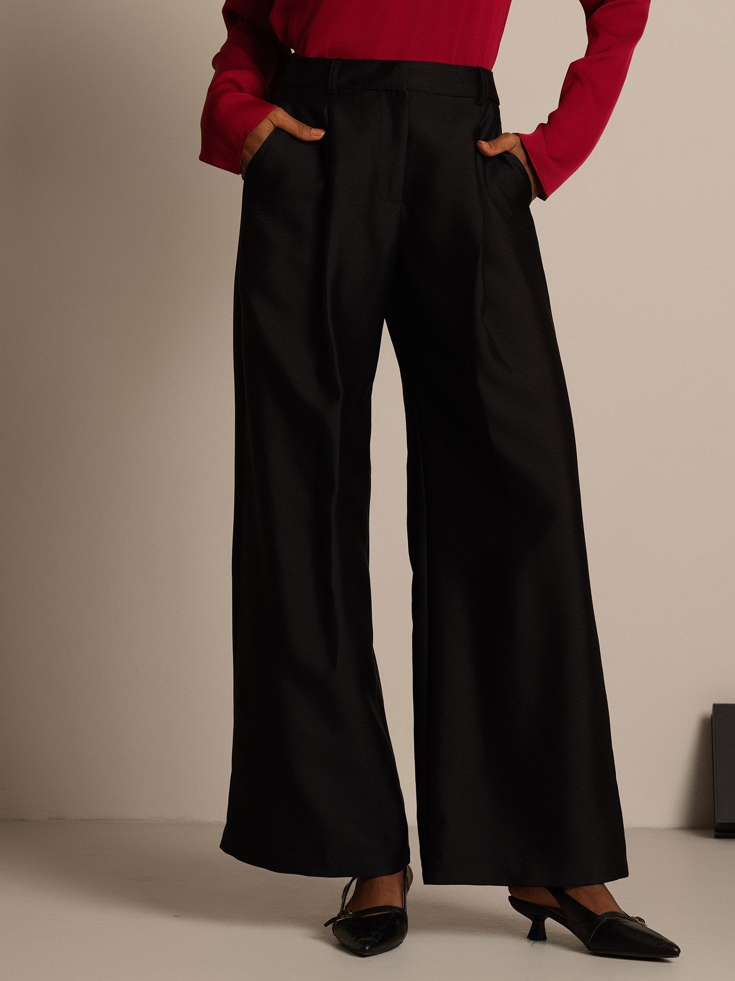 [أسود] SilkSilky-SA 32Momme الحرير Womens Pants 003,