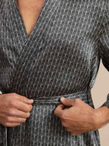 [الجنكة السوداء] SilkSilky-SA Long Sleeve V Neck رداء الحمام الرجالي 006
