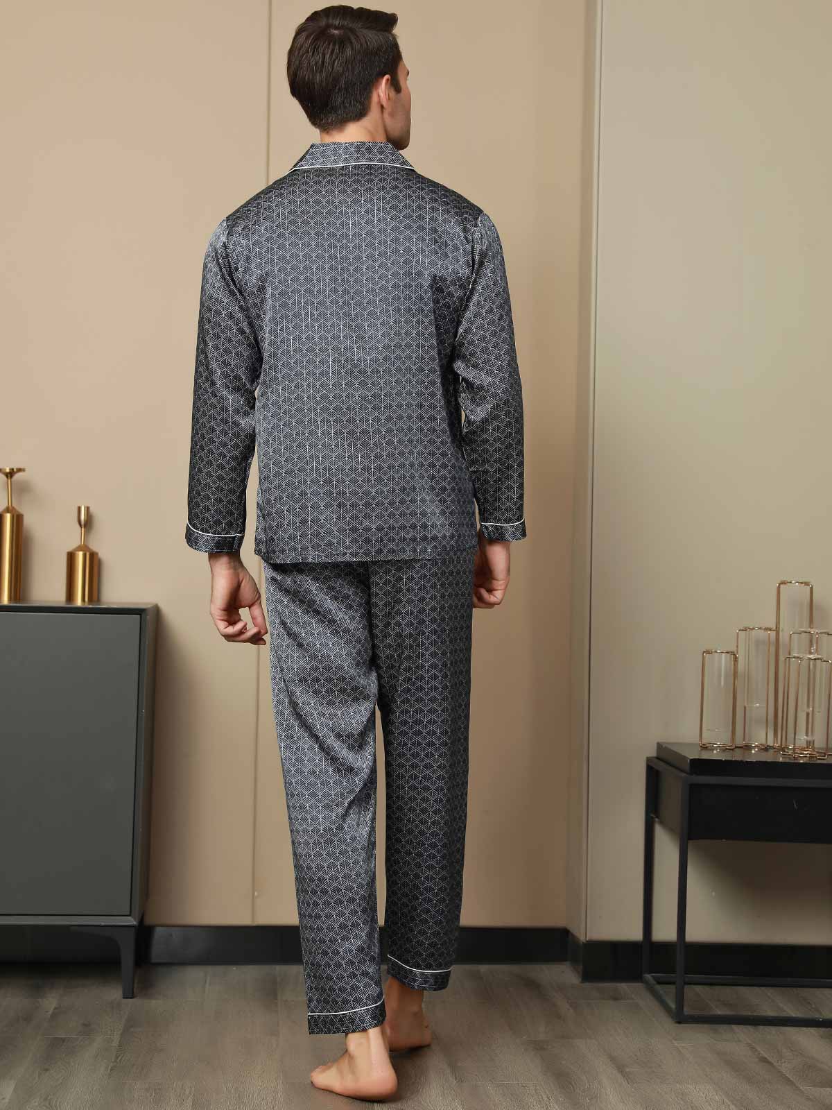 [جنكو كحلي] SilkSilky-SA 19Momme الحرير الخالص Mens Pajamas 002