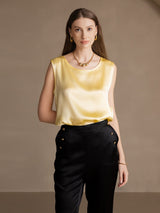 [أصفر فاتح] SilkSilky-SA Sleeveless Round Neck كامي 004