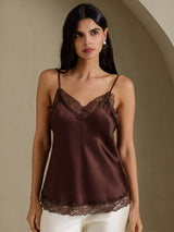 [بني] SilkSilky-SA Spaghetti Strap V Neck كامي 006