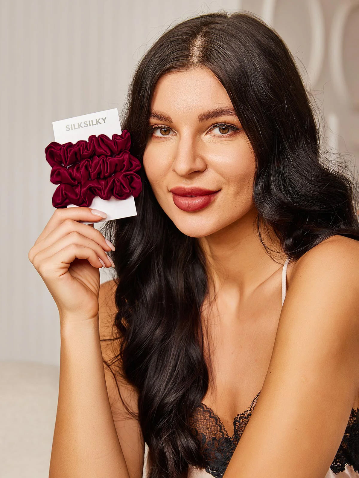 [ضارب الى الحمرة] SilkSilky-SA 19Momme الحرير الخالص Scrunchie 002