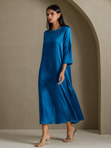 [المياه الخضراء] SilkSilky-SA 3/4 Sleeve Round Neck فساتين نسائية 006