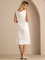 [أبيض] SilkSilky-SA Sleeveless Cowl Neck فساتين نسائية 002