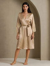 [شامبانيا] SilkSilky-SA 3/4 Sleeve رداء حمام نسائي 003