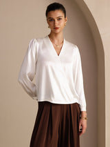 [أبيض] SilkSilky-SA Long Sleeve Blouse 003