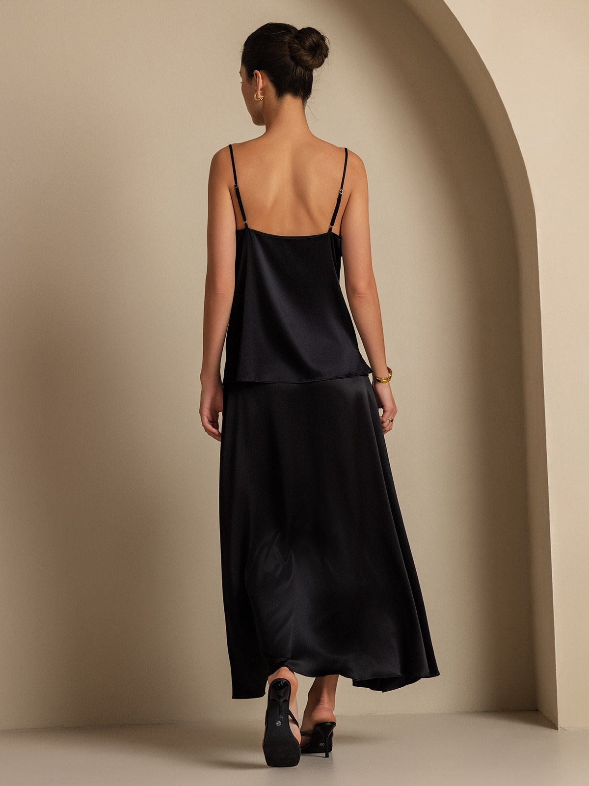 [أسود] SilkSilky-SA 19Momme الحرير Skirt 003,