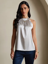 [رمادي فاتح] SilkSilky-SA Sleeveless Halter تي شيرت نسائية 003