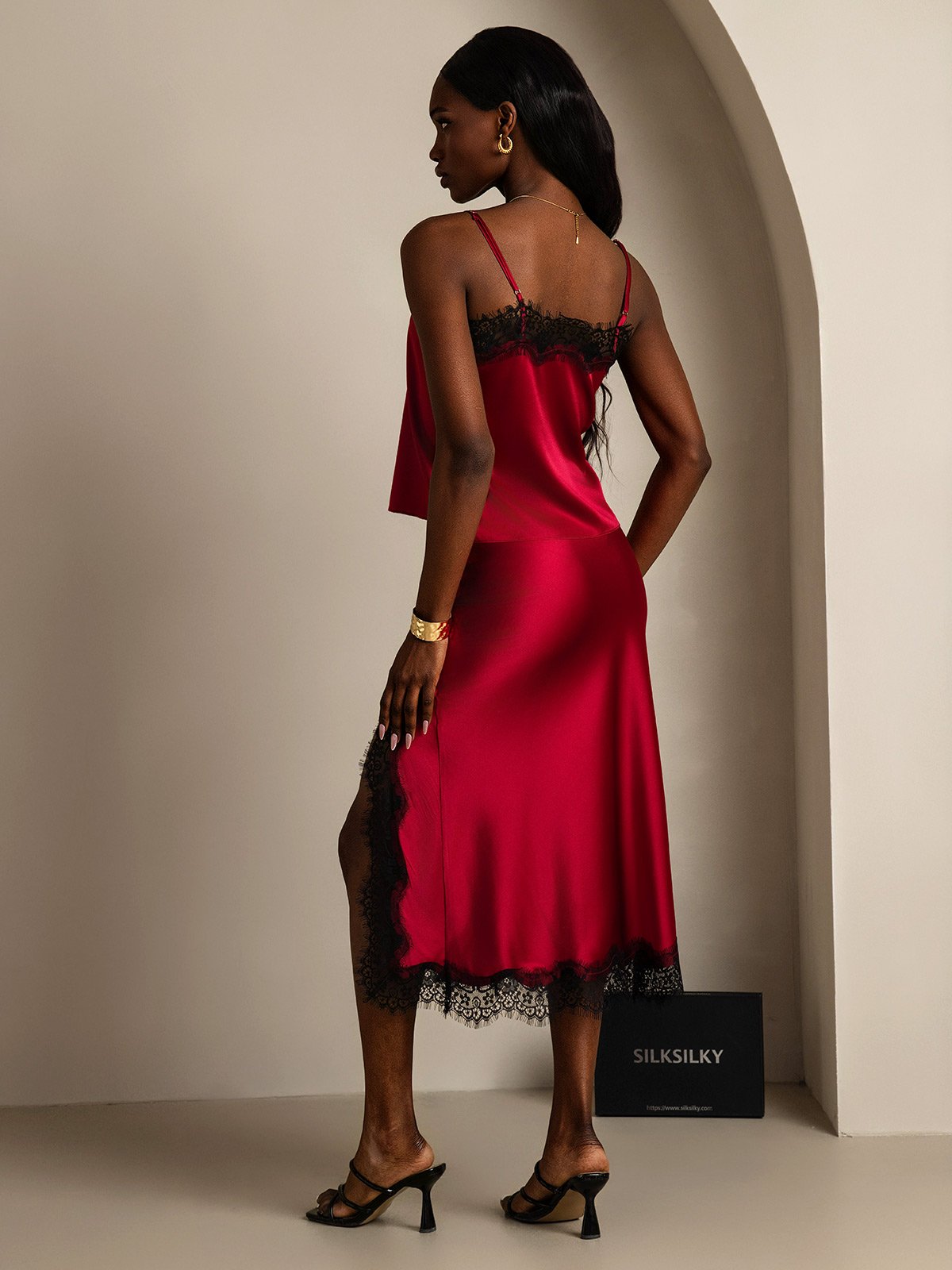 SilkSilky-SA 19Momme الحرير Camisole Set خمر 004