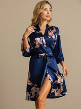 [أزرق غامق] SilkSilky-SA 3/4 Sleeve رداء حمام نسائي 006