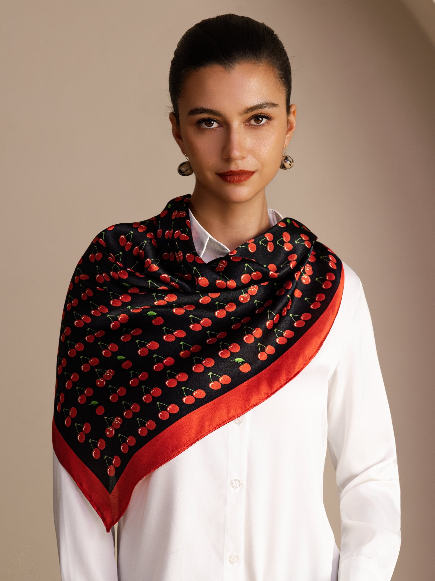 [كرز أسود] SilkSilky-SA Scarf 002