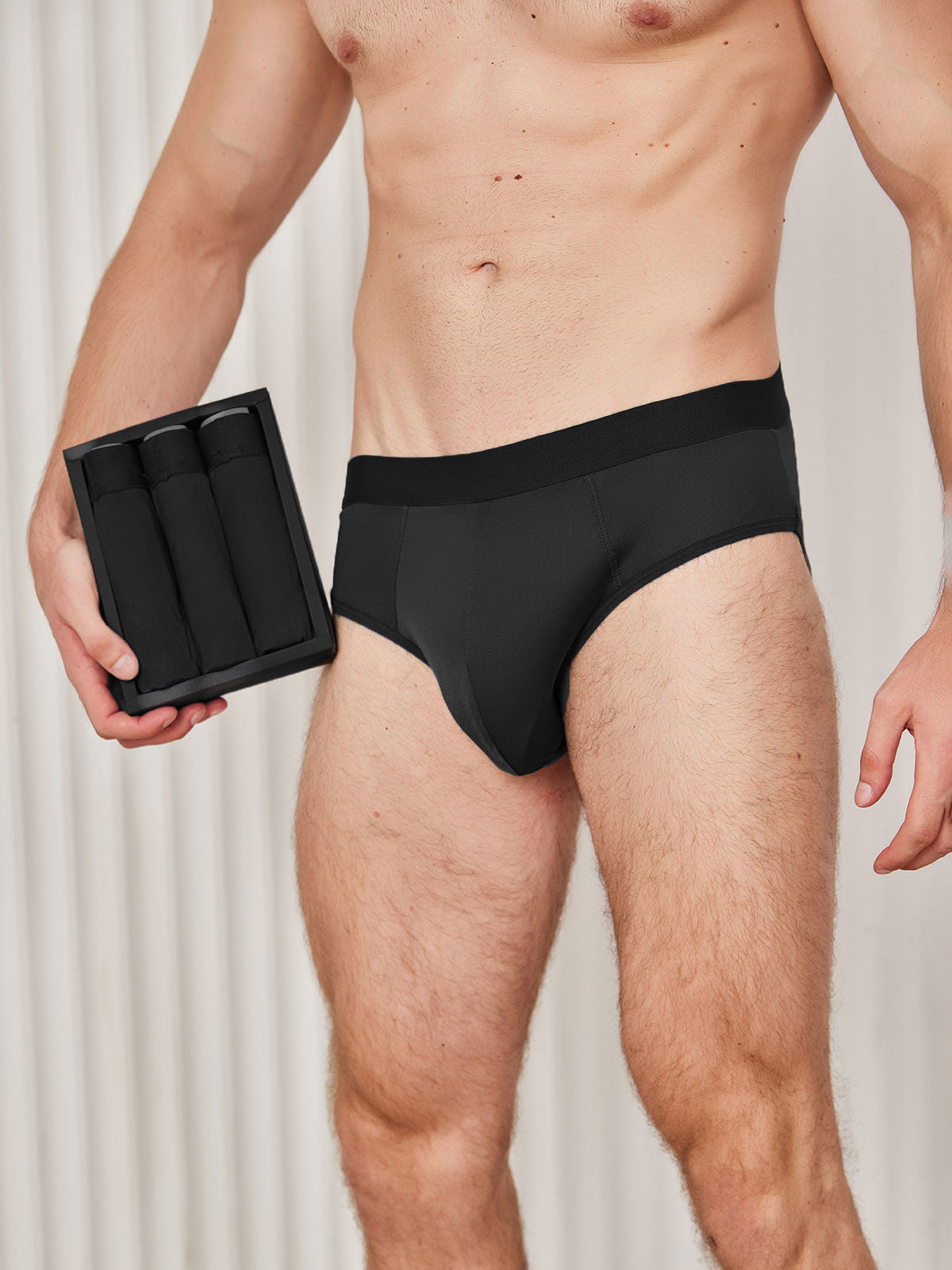 [أسود] SilkSilky-SA الحرير الخالص Mens Underwear 001