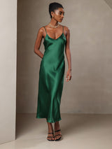 [أخضر] SilkSilky-SA Sleeveless V Neck فساتين نسائية 005