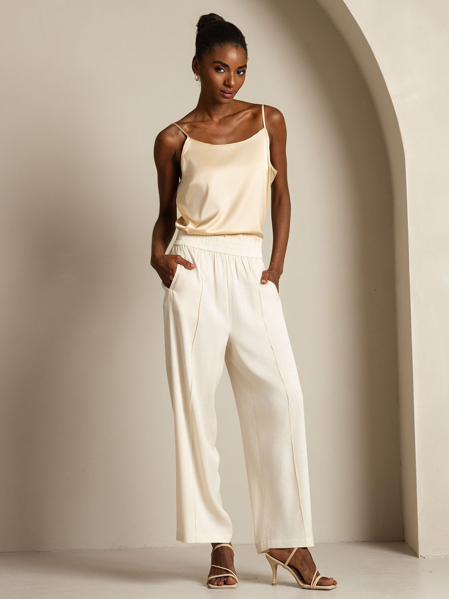 [اللونالبيج] SilkSilky-SA 22Momme الحرير Womens Pants 008