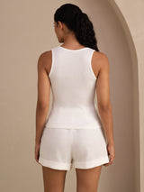 [أبيض] SilkSilky-SA Sleeveless Deep V Neck كامي 002