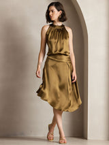[بني] SilkSilky-SA Sleeveless Halter تي شيرت نسائية 006