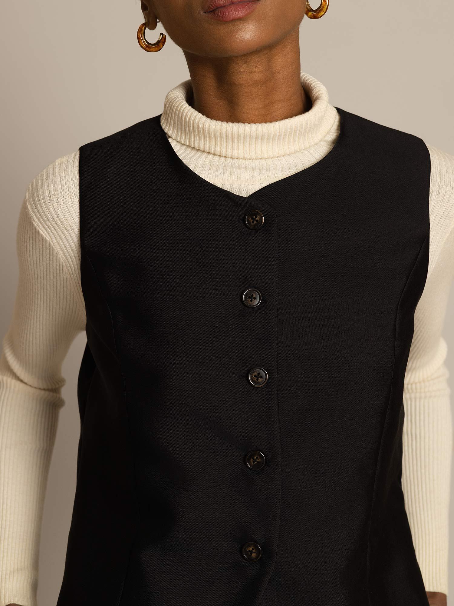 [أسود] SilkSilky-SA 32Momme الحرير Womens Vest 003,