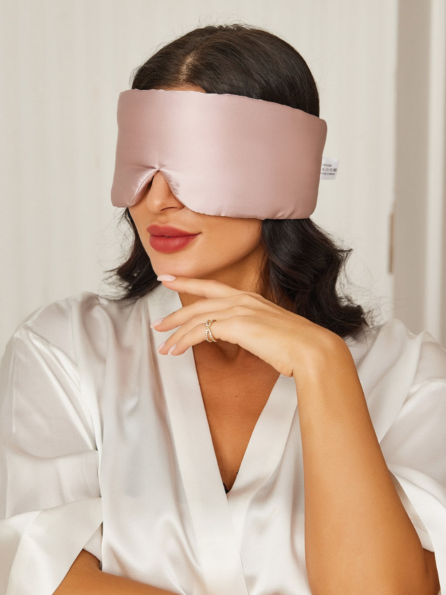 SilkSilky SA 19Momme الحرير الخالص Eye Mask ورديفاتح 001