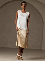 [أبيض] SilkSilky-SA Sleeveless Round Neck كامي 005