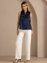 [أزرق غامق] SilkSilky-SA Sleeveless Tie Neck كامي 008