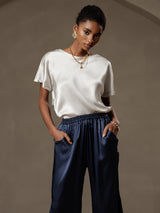 [رمادي فاتح] SilkSilky-SA Short Sleeve Boat Neck تي شيرت نسائية 003
