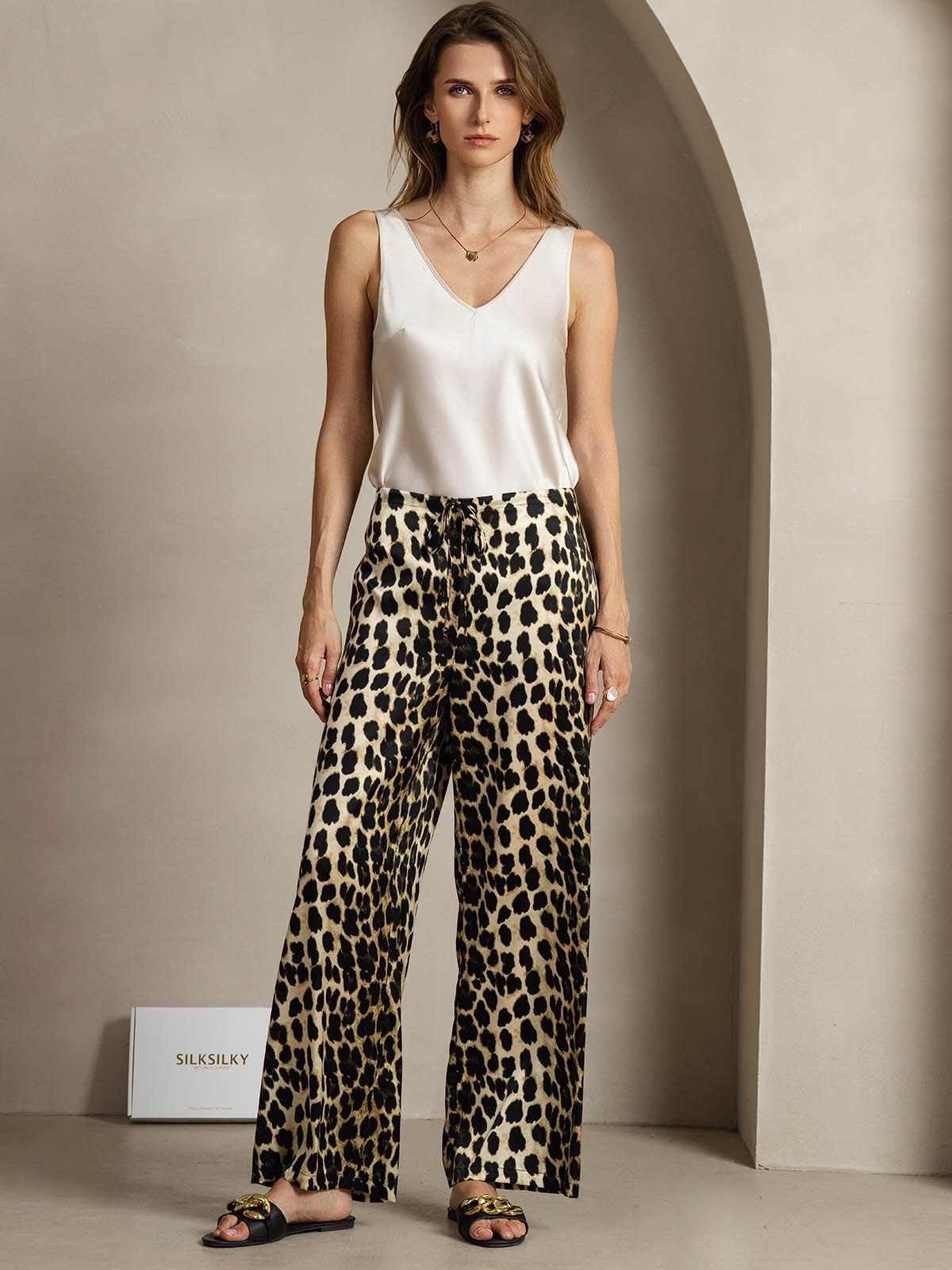 [فهد] SilkSilky-SA 19Momme الحرير Womens Pants 004