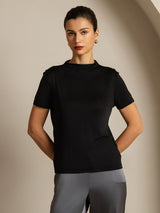[أسود] SilkSilky-SA Short Sleeve تي شيرت نسائية 005