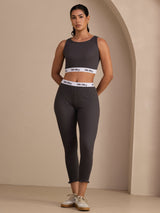 [رمادي] SilkSilky-SA Sleeveless Crew Neck Women's Outfit Sets 003