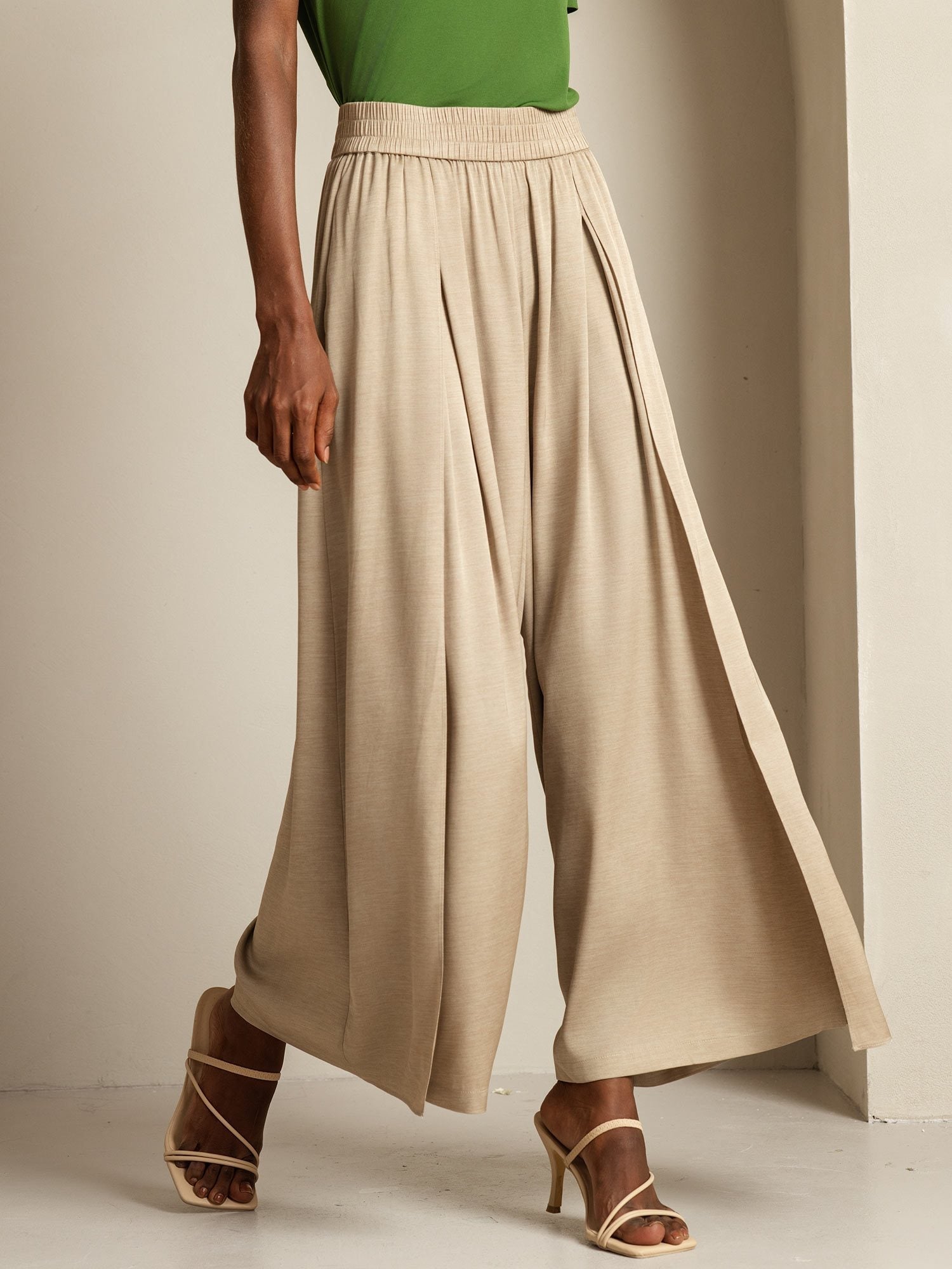 [تان(بنيفاتح)] SilkSilky-SA 19Momme الحرير Womens Pants 006