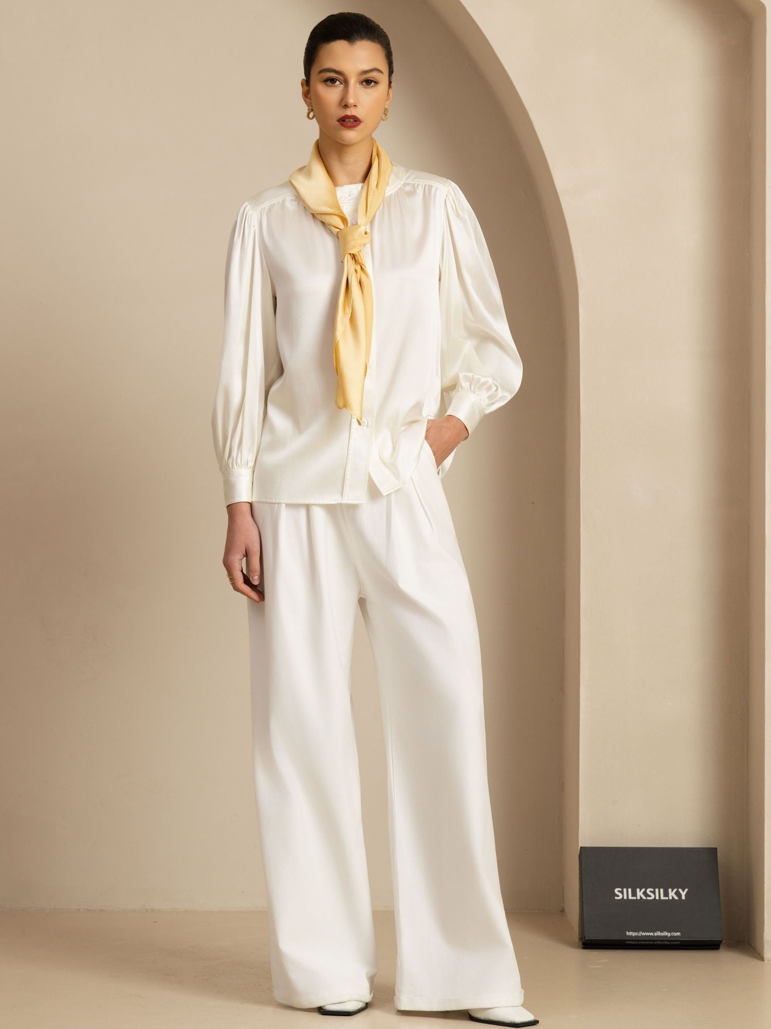 [شامبانيا] SilkSilky-SA Pure Silk Scarf 004