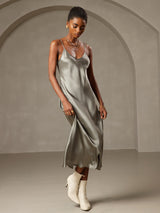 [أخضر رمادي] SilkSilky-SA Sleeveless V Neck باس النوم 005