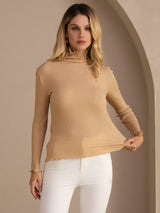 [حجر القمر] SilkSilky-SA Long Sleeve Turtle Neck تي شيرت نسائية 004
