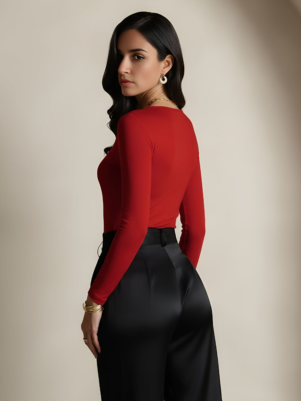 [خمر] SilkSilky-SA الحرير رقبة مستديرة تي شيرت نسائية 002,