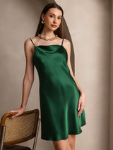 [أخضر] SilkSilky-SA Sleeveless Cowl Neck فساتين نسائية 004