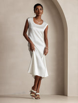[أبيض] SilkSilky-SA Cap Sleeve فساتين نسائية 001