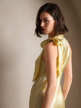 [أصفر فاتح] SilkSilky-SA Sleeveless Tie Neck فساتين نسائية 002