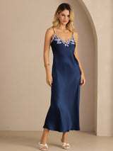 [أزرق] SilkSilky-SA Sleeveless V Neck فساتين نسائية 005
