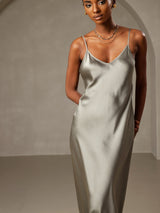 [أخضر رمادي] SilkSilky-SA Sleeveless V Neck باس النوم 004