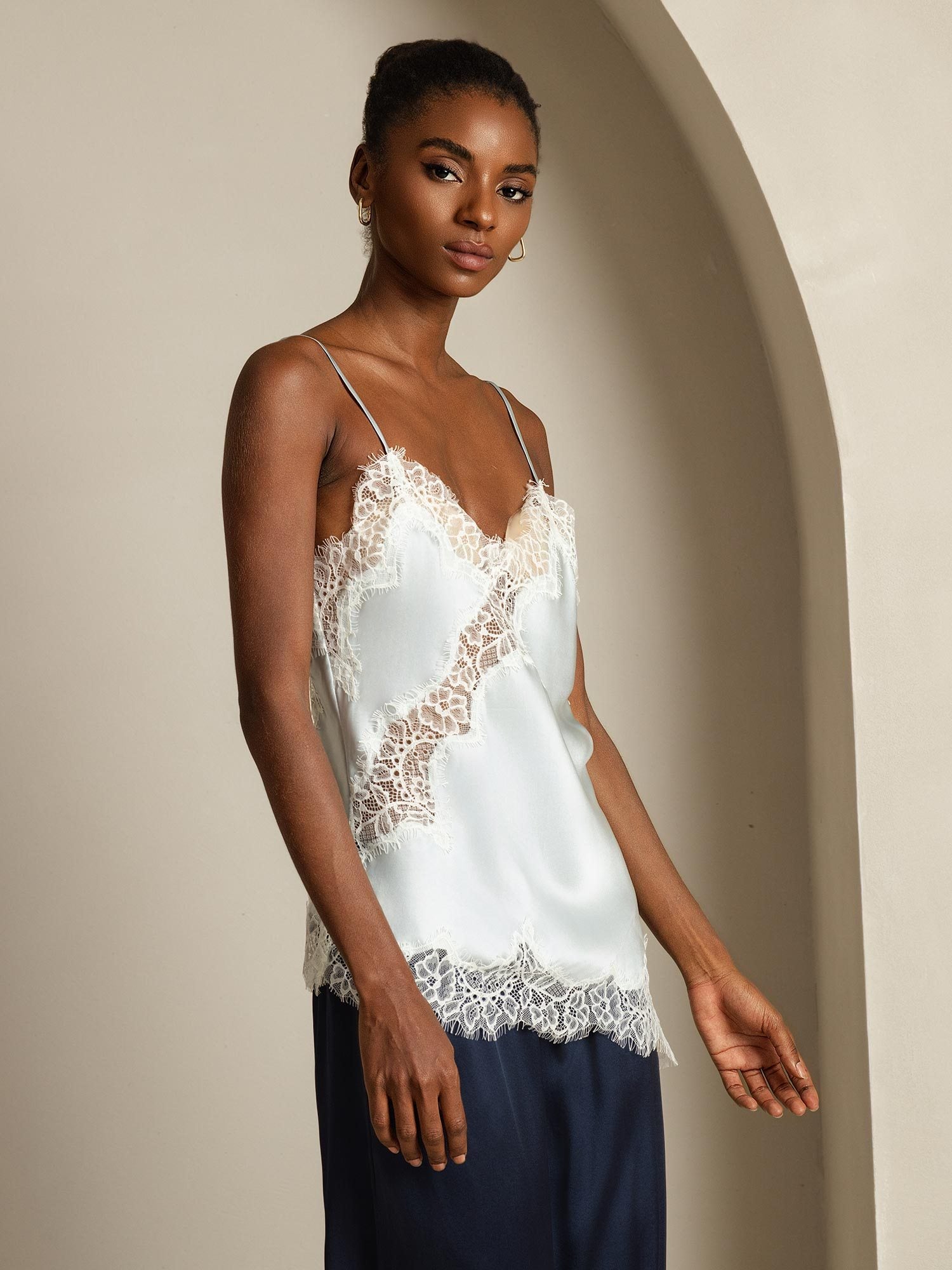 [أزرقفاتح] SilkSilky-SA الحرير الخالص Camisoles 003