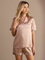 [توسكانا] SilkSilky-SA Short Sleeve Lapel Collar طقم بيجامة نسائي 003