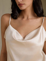 [اللون البيج] SilkSilky-SA Spaghetti Strap Cowl Neck كامي 004