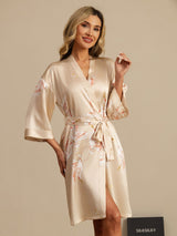 [شامبانيا] SilkSilky-SA 3/4 Sleeve رداء حمام نسائي 004