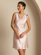 [لون القرنفل] SilkSilky-SA Sleeveless Cowl Neck فساتين نسائية 007