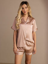 [توسكانا] SilkSilky-SA Short Sleeve Lapel Collar طقم بيجامة نسائي 005